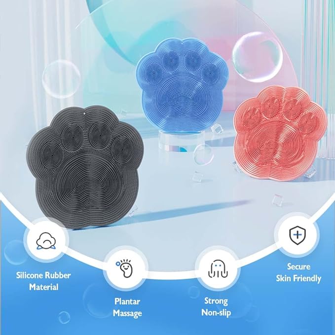 Silicone Shower Foot Scrubber Mat, 2025 New Wall Mounted Foot Back Cleaning Pad Back Washer Exfoliating Bath Wash Pad, Upgrade Shower Foot Back Scrubber Massage Pad (Grey)