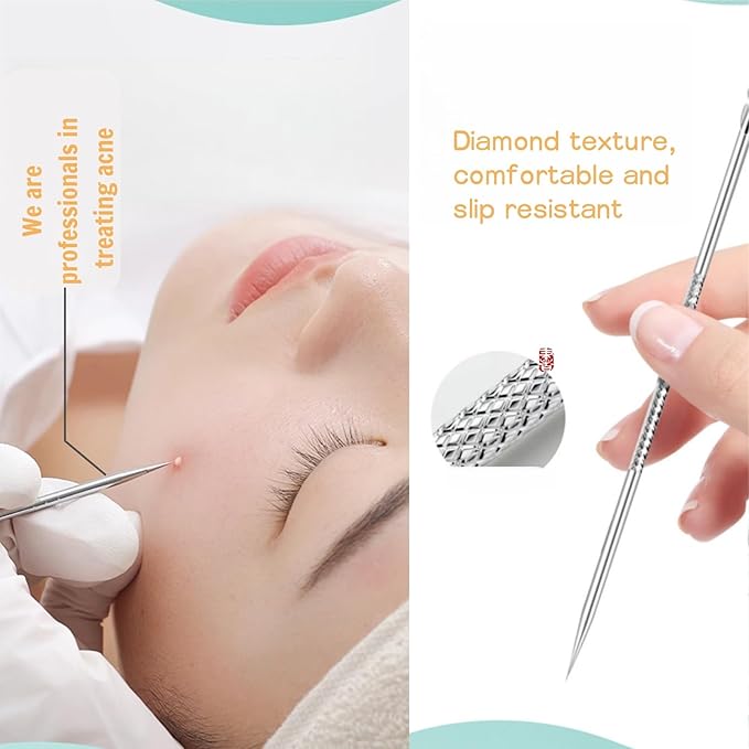 8-Piece Blackhead Remover Tool Kit - Professional Pimple Popper Extractor Set for Acne, Comedones, Whiteheads & Blemishes - Stainless Steel with Metal Case