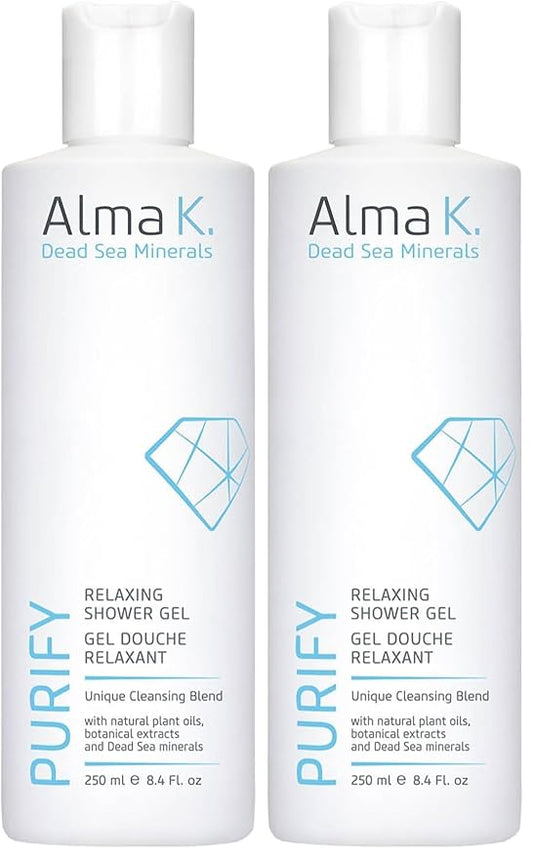 ALMA K Relaxing Shower Gel - Nourishing Women and Men's Body Wash - Skincare with Dead Sea Minerals, Avocado Oil - White Tea and Neroli Scent - 8.4 oz (Pack of 2)
