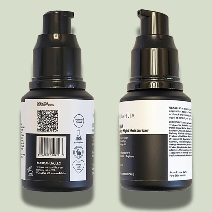 MAXDAHLIA Flora A Anti-Aging Night Moisturizer – Retinol Alternative Bakuchiol & Botanical Night Cream – Hydrating, Firming & Wrinkle-Reducing Moisturizer for Youthful Radiance