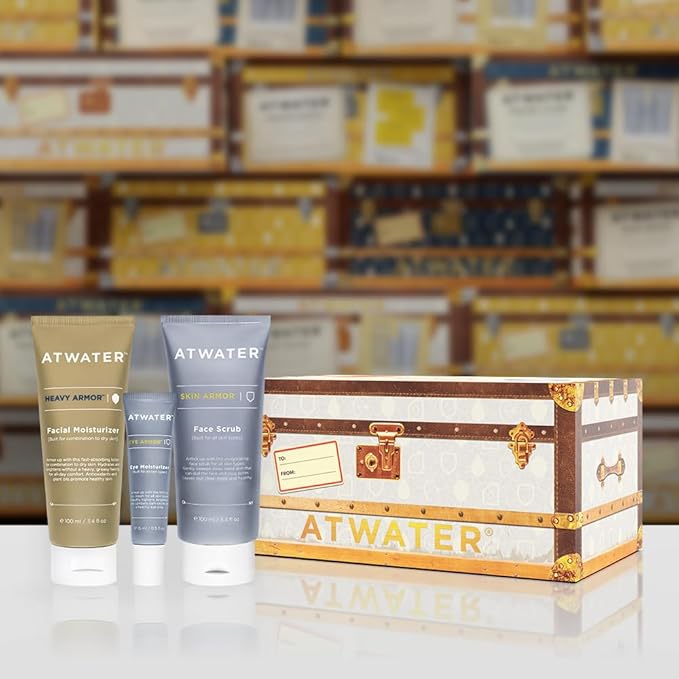 ATWATER Arctic Horizon Holiday 2025 Gift Set – Men’s 3-Piece Skincare Kit with Face Scrub, Eye Cream & Moisturizer, Limited-Edition Winter Hydration