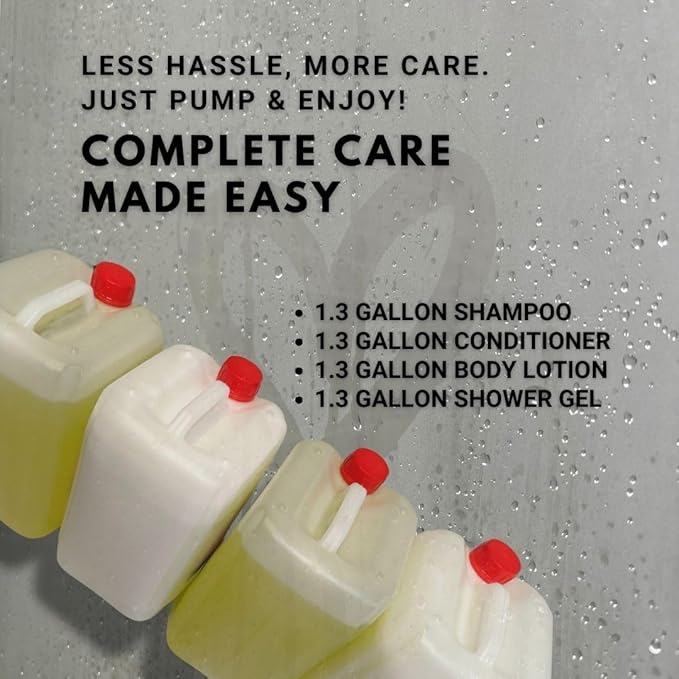 1.3-Gallon Each Bulk Shampoo, Shower Gel, Conditioner & Body Lotion Set – Olive Blossom Essence, Premium Ingredients, Made in Turkey – Ideal for Hotels, Rentals, Spas, Salons & Homes