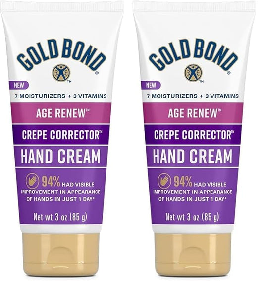 Gold Bond Age Renew Crepe Corrector Hand Cream, Replenishing & Smoothing Formula, 3 oz. (Pack of 2)