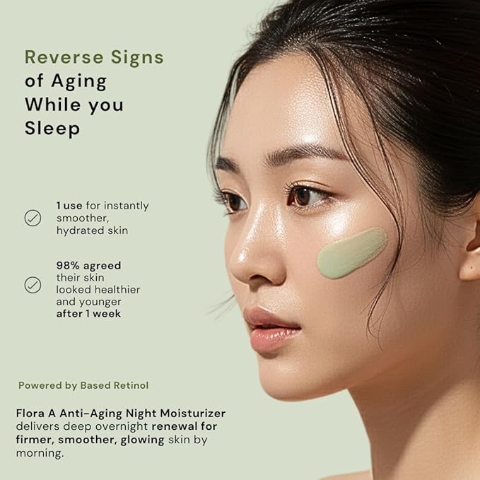 MAXDAHLIA Flora A Anti-Aging Night Moisturizer – Retinol Alternative Bakuchiol & Botanical Night Cream – Hydrating, Firming & Wrinkle-Reducing Moisturizer for Youthful Radiance