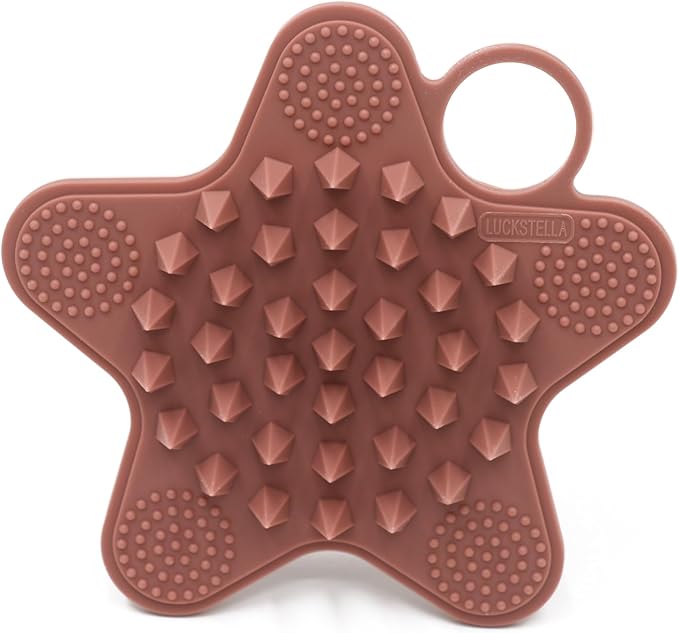 LUCKSTELLA 2 in 1 Silicone Body Scrubber, Food-Grade Silicone Body Brush for Shower, Gentle Exfoliating and Lather Well, Gentle Scrubber for Sensitive Skin, Easy-to-Clean(Coffee,1-Pack)