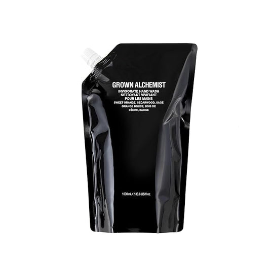 Grown Alchemist Invigorate Hand Wash Refill – Liquid Hand Soap with Aloe, Sweet Orange, Cedarwood & Sage – Gentle, Moisturizing Kitchen & Bathroom Soap, Natural Plant Based Gel Cleanser, 1L