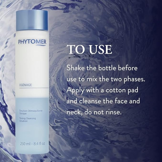 PHYTOMER Ogénage Toning Cleansing Emulsion | Dual Action Face Cleanser Removes Makeup and Tones in One | Purifying, Soothing, Anti-Aging Facial Cleanser | 250ml