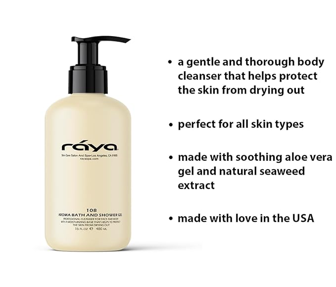 Raya Aroma Bath and Shower Gel 16 oz (108) | Gentle and Moisturizing Body Cleanser | Great for All Skin