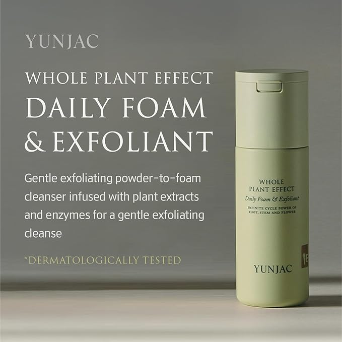 Whole Plant Daily Foam & Exfoliant (2.82 oz) – Matcha Facial Cleanser, Gentle Enzyme Foam, Suitable for Sensitive Skin, Korean Skincare, Rich Lather, Makeup Remover