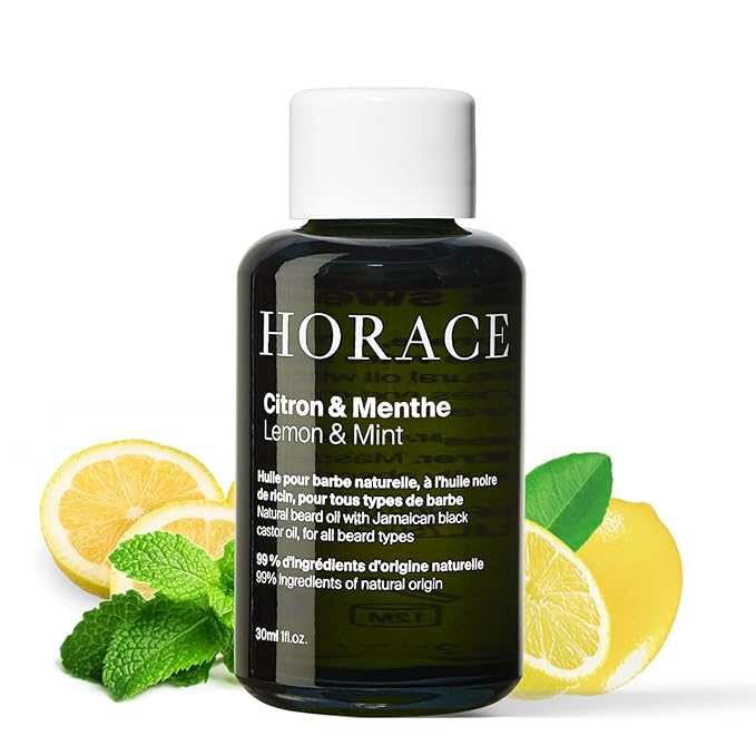 HORACE Lemon & Mint Beard Oil for Men - Conditioner with Argan Oil - Gentle Beard Care for All Skin Types - Citrus, Aromatic Scent, 1 fl.oz
