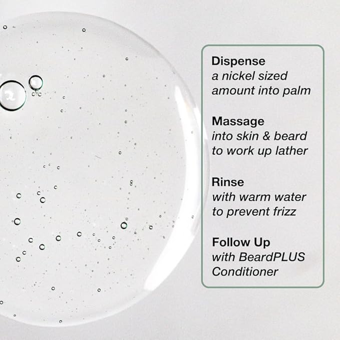 ZEUS BeardPLUS Shampoo for Men, Enhanced Beard Growth & Hair Care Treatment with Biotin & Caffeine to Boost Thickness, Strength, Hydration, and Skin Comfort (Made in USA) 6 oz.