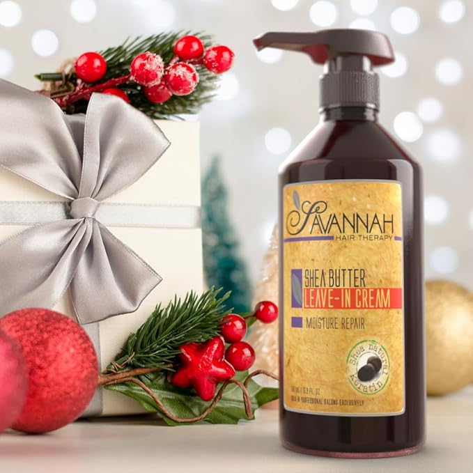 Savannah Hair Therapy Leave-In Cream with Shea Butter, Keratin & Silk Protein – Moisturizing & Anti-Frizz Treatment for Dry, Damaged or Color-Treated Hair – Professional Salon Formula 500 ml (16.9 oz)