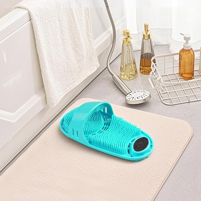 Silicone Body and Foot Cleaning Brush Set- Shower Foot Scrubber,Easy Feet Cleaning Brush,with Soft Silicone Bristles and Non-Slip Suction Cups