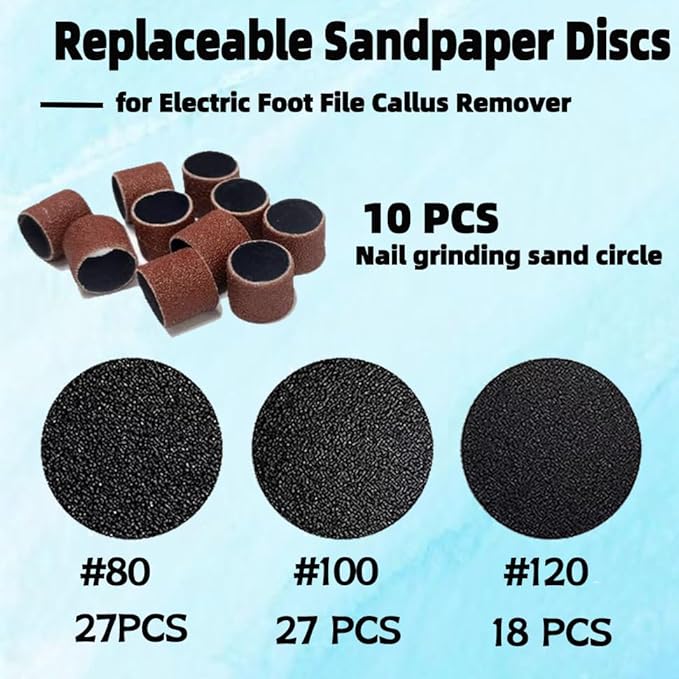 72 Sandpaper Discs (1.7'' x 1.7'' for Electric Foot File Callus Remover and 10 pcs(0.5'' x 0.5'') Sanding Rings,Sander Discs Replace Set