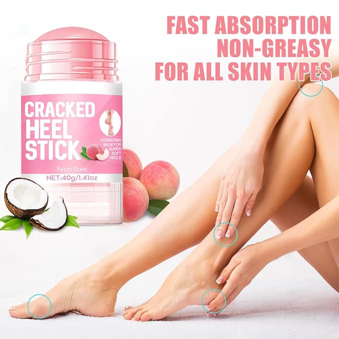 60% Urea Cream plus 2% Salicylic Acid - 1.41 oz Urea Foot Hand Cream Stick for Removing and Smoothing Cracked Hands Elbows Feet Knees, Moisturizes and Hydrates the Dry Skin, Peach Scent