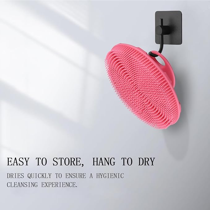 INNERNEED Food-Grade Soft Silicone Body Scrubber Shower Brush Handheld Cleansing Skin Brush, Gentle Exfoliating and Lather Well (Pink)