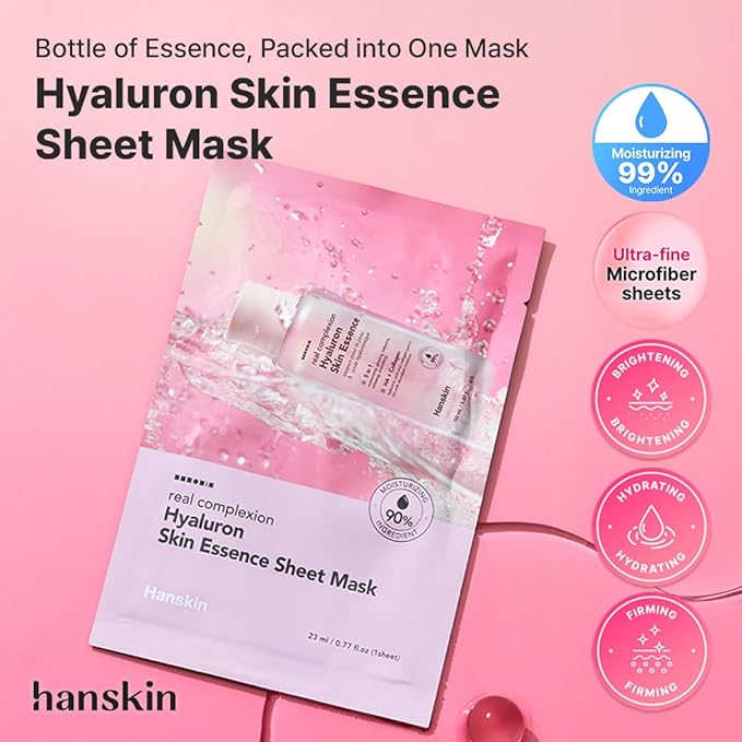 Hanskin Pink Hyaluron Complete Care Set – Skin Essence, Pink Capsule Serum & Moisture Sheet Mask | Hydrating & Revitalizing Korean Skincare Kit for Radiant-Looking Skin, K-Beauty