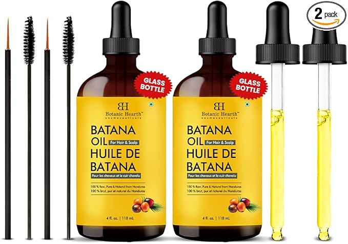 Botanic Hearth 100% Pure Batana Oil For Hair Growth | Infused with Batana& Kemel | Hair Oil Repairs Dry Damaged Hair, Strengthening, Healthier - Hair Tonic, 4.0 fl oz (pack of 2)