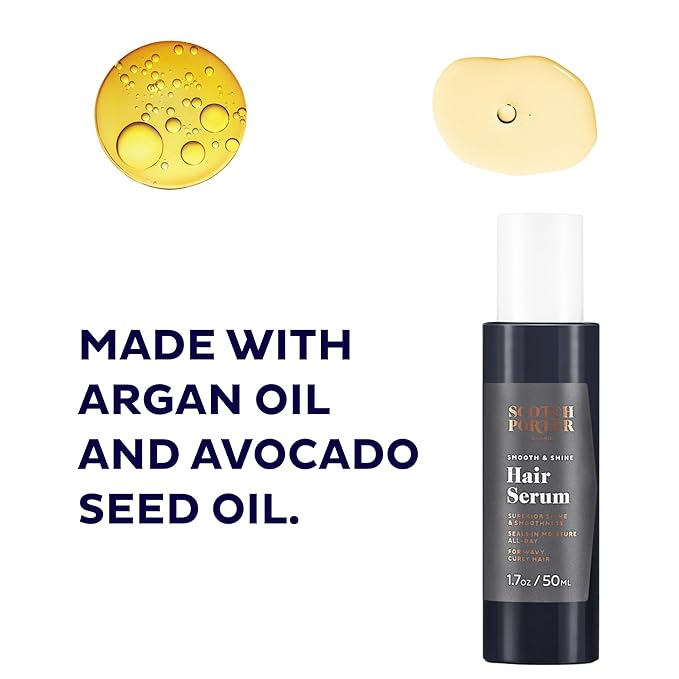 Scotch Porter Curls & Waves Hair Oil for Men | Seals in Moisture, Detangles & Prevents Frizz | Free of Parabens, Sulfates & Silicones | Vegan | 1.7oz