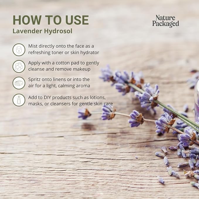 Lavender Hydrosol - Pure Steam Distilled Floral Water Spray for Face Toner, Facial Mist & DIY Skincare - Lavandula Angustifolia Hydrating Skin Refresher & Linen Spray - 100% Natural 16oz