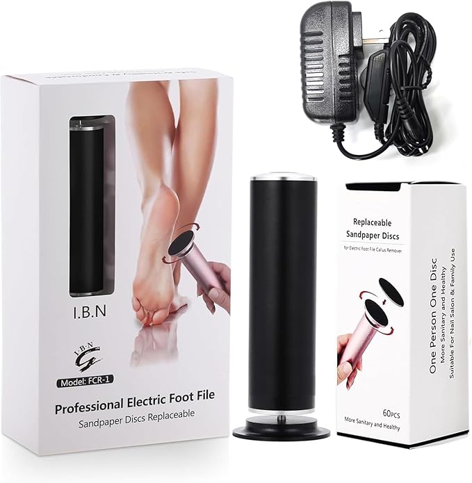 Electric Callus Remover Foot Scrubber, Adjustable Speeds Electric Foot File Sander Grinder Pedicure Tools for Feet Dead Skin Remover with 60 Replaceable Sandpaper Discs, Black