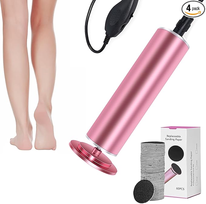 Dermave Electric Foot Callus Remover – Pedicure Tool with 60pcs Sanding Discs, Electric Foot Callus Remover, Callus Remover for Feet - Foot File for Dead Cracked Skin, Men/Women (Pink)
