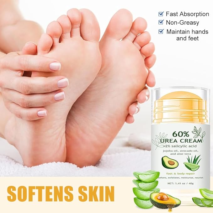 60% Urea Cream Stick plus 2% Salicylic Acid for Feet Maximum Strength - Foot & Hand Repair Balm for Extremely Dry Skin, Moisturizes Cracked Heels, Knee, Elbow and Hand, Callus Remover & Skin Soften