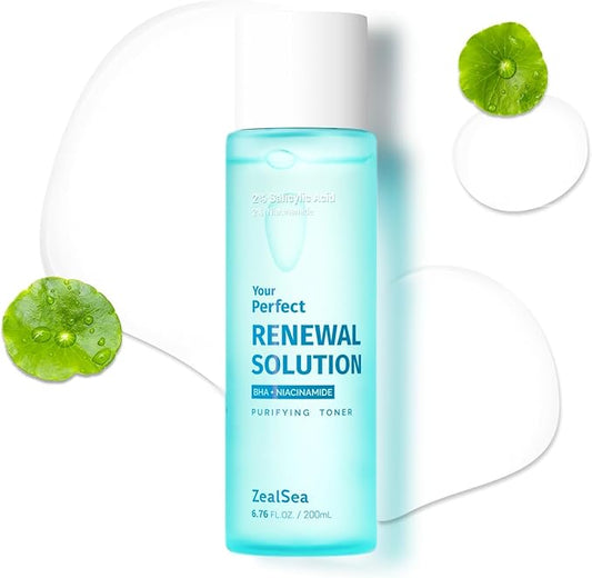 Salicylic Acid Toner, Blackhead Remover, BHA Liquid Exfoliant (CICA, 6.76OZ), ZealSea Pore Minimizer for Face, Gentle Alcohol Free BHA Toner for All Skin Type with Niacinamide, Redness Relief, Vegan