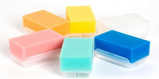 Sensory Brush for Therapy – Soft Surgical Scrub Brush & Gentle Baby Bath Sponge – Cradle Cap and Body Cleaning Brush, Reusable (Colored 6-Pack)
