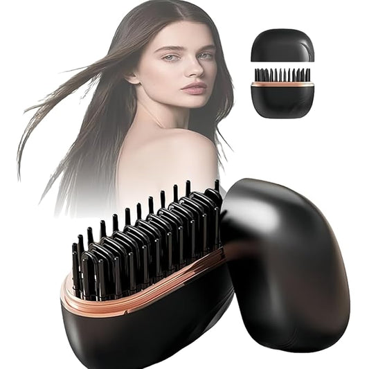 Mini Hair Straightener, New 2-in-1 Cordless Hair Straightener Comb 3-Speed Temperature Control Rechargeable Fast Heating Hot Comb Anti-Scald Shell, Lightweight & Portable Travel for Women (Black 1Pcs)