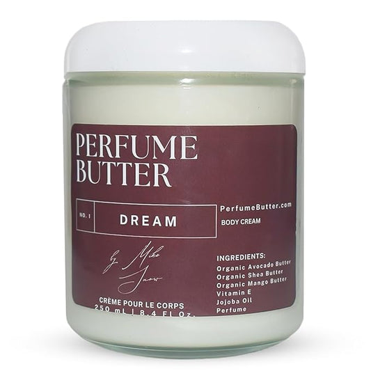 8.4 Fl. oz Perfume Butter – DREAM | Hydrating & Lasting Scented Body Butter with Green Apple, Rose, Ylang-Ylang & Sandalwood | Unisex & Handcrafted for Honey Skin – Amber Glass Jar