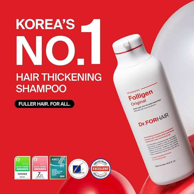 DR.FORHAIR Folligen Shampoo | Korean Hair Care | Clarifying, Anti Dandruff, Scalp | For Hair Thickening & Fuller Looking, 16.91 fl oz