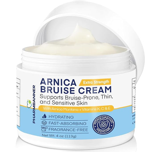 Arnica Bruise Cream Extra Strength – Fast-Acting Arnica Montana with Vitamins K, C & E for Bruising, Swelling, Discoloration & Thin Skin – Hydrating Moisturizer for Face & Body – 4 oz