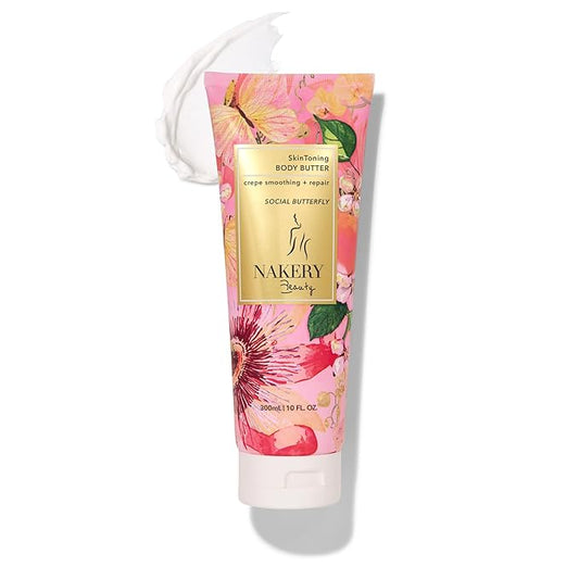 Nakery Body Butter Anti Aging Moisturizer - Skin Tightening Cream & Neck Firming Cream, Moisturizing Cream & Neck Tightening for Dry Skin 300ml(Social Butterfly)