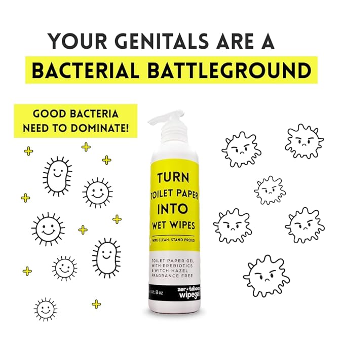 Wipegel | Witch Hazel Cleansing Gel with Prebiotics | Turns Toilet Paper into Gentle, Flushable Wipes | For Sensitive Skin & Daily Freshness | Up to 400 Uses | Fragrance-Free & Septic Safe