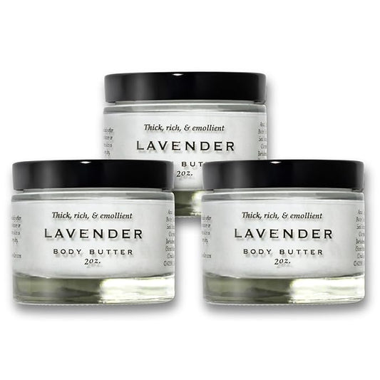 Salt Cellar Spa Soothing Mini Body Butter Trio – Dead Sea Mineral-Infused Body Moisturizer for Soft, Hydrated Skin (3 x 2 oz) (Lavender)