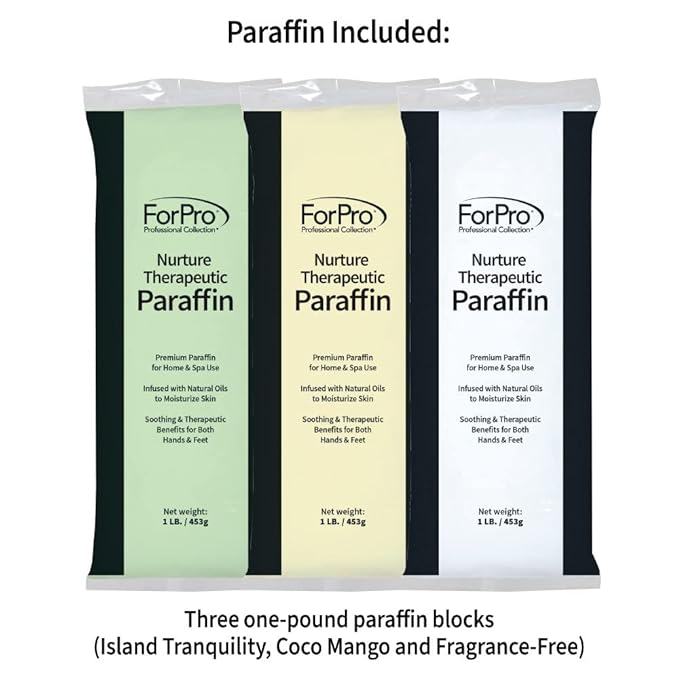 ForPro Nurture Digital Paraffin Bath Kit, All-In-One Paraffin Wax Kit for Hands and Feet, Includes 3 Lb. Paraffin Wax, Thermal Mitts & Booties, 100 Liners and Accessories