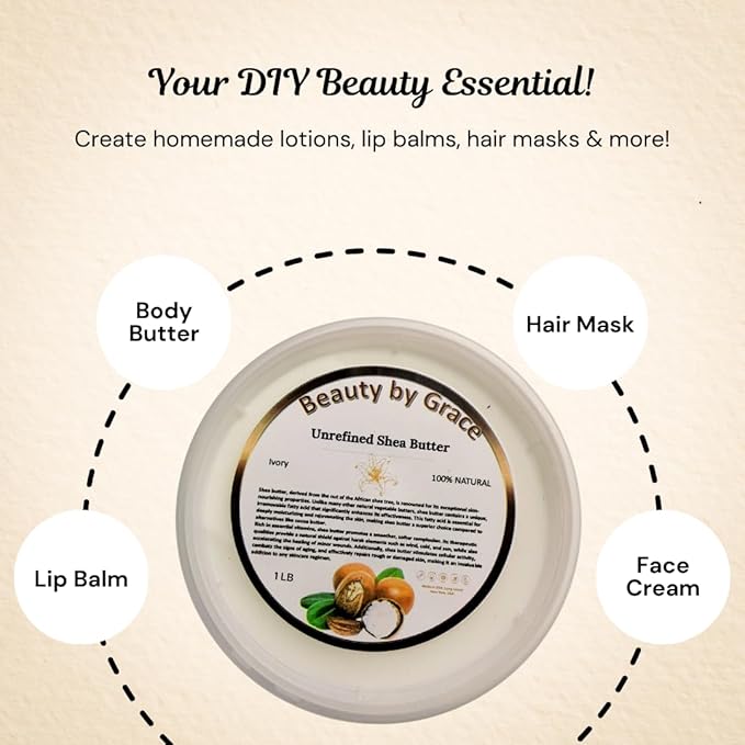 Shea Butter 100% Pure & Natural – Unrefined from Ghana, 1 LB – Deep Moisturizing for Skin, Hair, Body Butters, Lotions & DIY Skincare