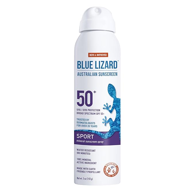 BLUE LIZARD Mineral Sunscreen Spray, SPF 50+ | Water-Resistant | Zinc Oxide Formula | 5 fl oz Pack of 2 | Vegan