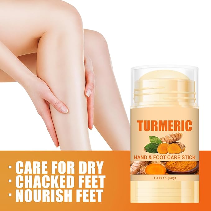 2 Pcs Turmeric Hand & Foot Care Stick，Turmeric Foot Cream，Moisturizing Softening Hand and Foot Cream Stick for Hands, Elbows, Knees, and Feet，Suitable for all people，1.411 OZ Each