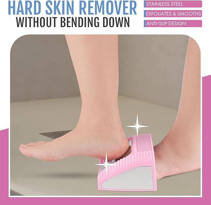 Wonex U.S. Patented 3-in-1 Foot Scrubber – No-Bend Callus Remover, Nano Glass Buffer & Polisher for Smooth Feet – Ideal for Senior Aids, Pregnancy Must-Haves, Back & Knee Surgery Recovery Gift (Grey)