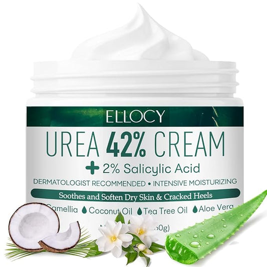 Urea cream 40 perent for feet: Maximum Strength Urea lotion for cracked Heels and Rough Thick Skin for foot- 42% Crema 5.29 oz.