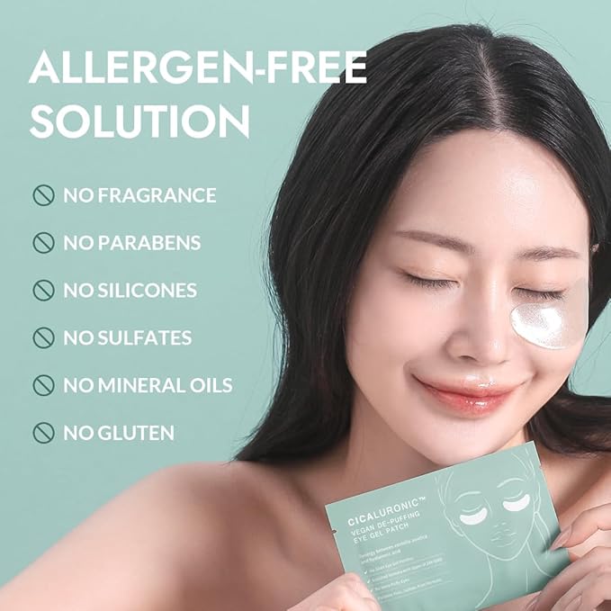 MIZON Cicaluronic Vegan De-puffing Eye Gel Patch, 24K Gold & Cica Under Eye Mask, Reduces Puffy Eyes, Dark Circles and Wrinkles (21 pairs) Stocking Stuffers