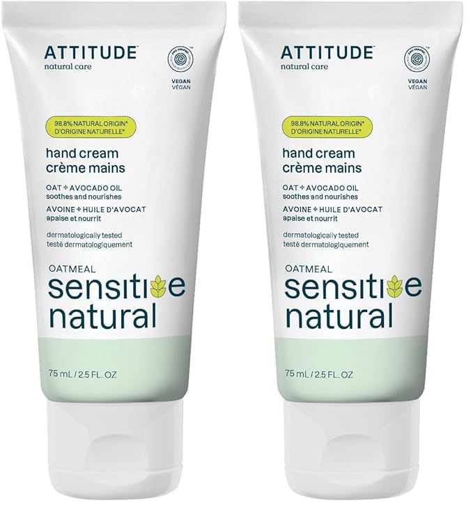 ATTITUDE Hand Cream, EWG Verified, Plant and Mineral-Based Ingredients, Vegan & Cruelty-free Beauty Products for Sensitive Skin, Nourishing, Avocado Oil, 2.5 Fl Oz (Pack of 2)