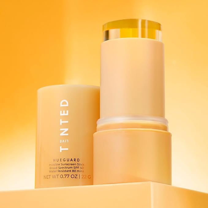 Live Tinted Hueguard Invisible Sunscreen Stick SPF 50: Waterproof, Sweatproof, Body and Face Sun screen Stick, Roll On Sun Screen, No White Cast & Hydrating Tinted Sunscreen, Reef Friendly, 0.77oz/22g