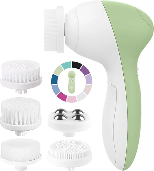 Facial Cleansing Brush Face Scrubber Exfoliating Cleaning Skin Care Cleanser Wash Women Girls Electric Beauty Powered Exfoliator Skincare Spin Tools Scrub Washer Self Care by VISOFO (Jade)
