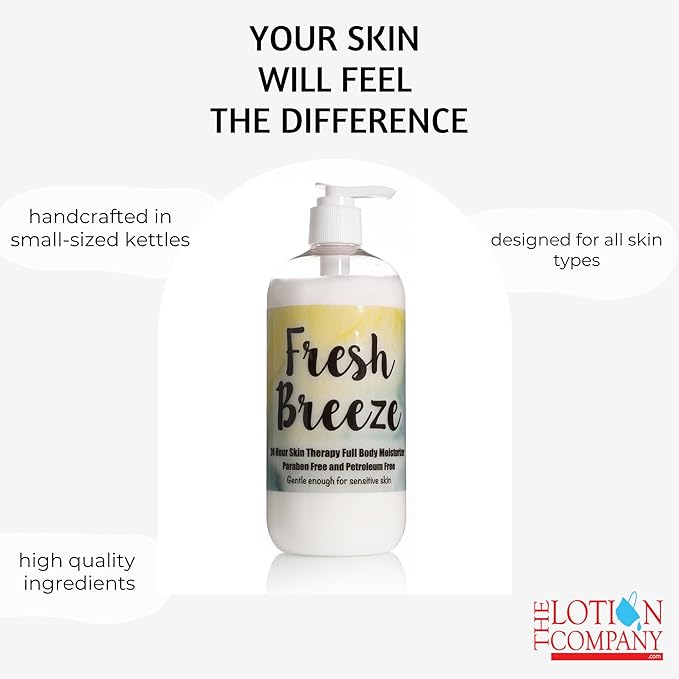 The Lotion Company 24 Hour Skin Therapy Lotion – Full Body Moisturizer with Aloe Vera – Paraben Free, Made in USA – Fresh Breeze Fragrance – 16 oz