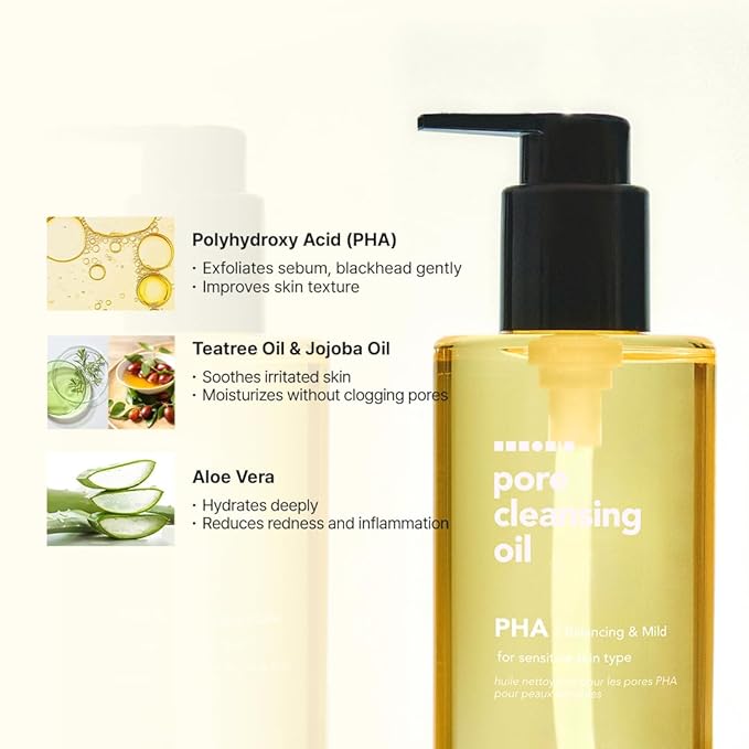 Hanskin Pore Cleansing Oil, Oil Cleanser for Face, Makeup Blackhead Remover, Korean Cleanser for Sensitive Skin (6.76 oz (Pack of 1))