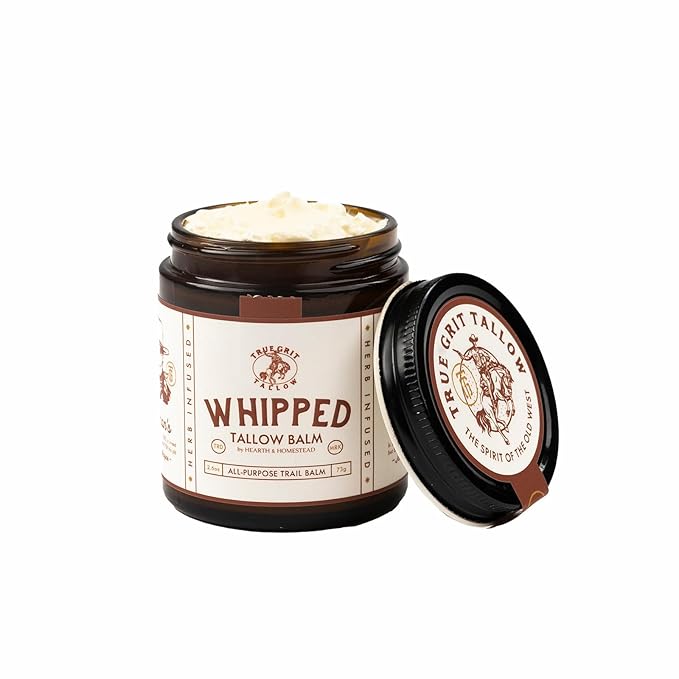 Beef and Bison Whipped Tallow Balm Moisturizer for Dry, Sensitive Skin - John Wayne Inspired Herb-Infused Unscented - 2.6 oz