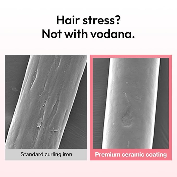 VODANA Professional GlamWave Ceramic Curling Iron, Long-Lasting Natural Curls, Instant Heat, Hair Curler, Curling Wand, Available in USA (1.25 inch, Black)